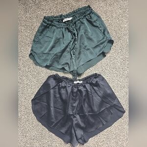 Abercrombie & Fitch Sleep Shorts Womens X Small, Silky, Soft, Black & Dark Green